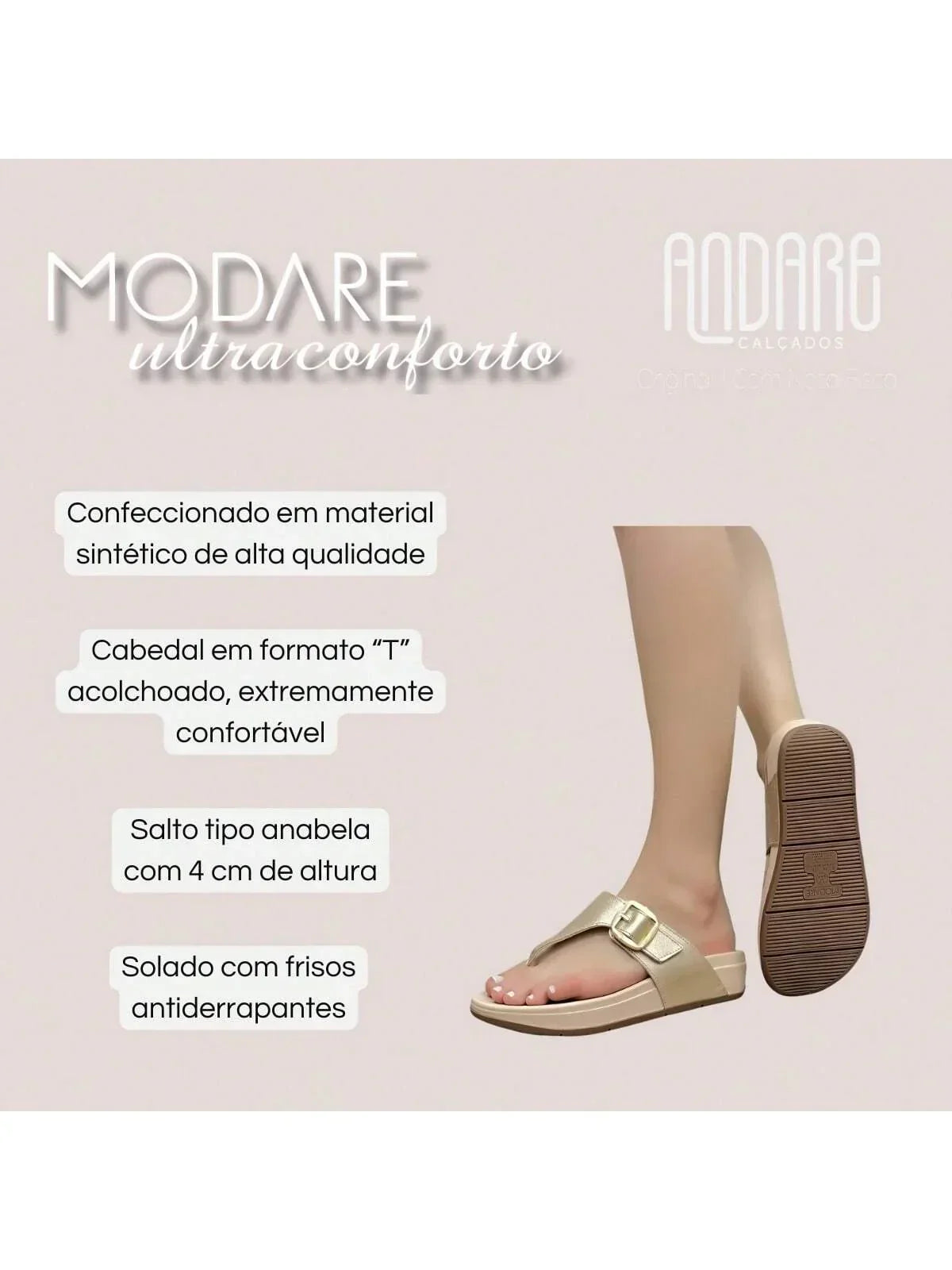 Tamanco Modare Ultra Conforto Ortopedico Anabela