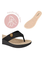 Modare Tamanco Chinelo Ortopédico Feminino Modare Confort Massageador Preto