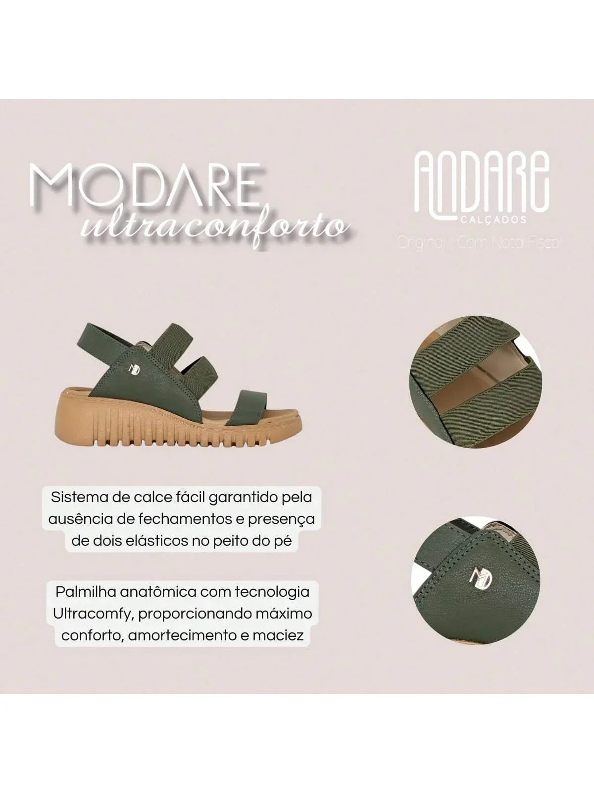 Sandalia Modare Ultra Conforto Anabela Ortopedica
