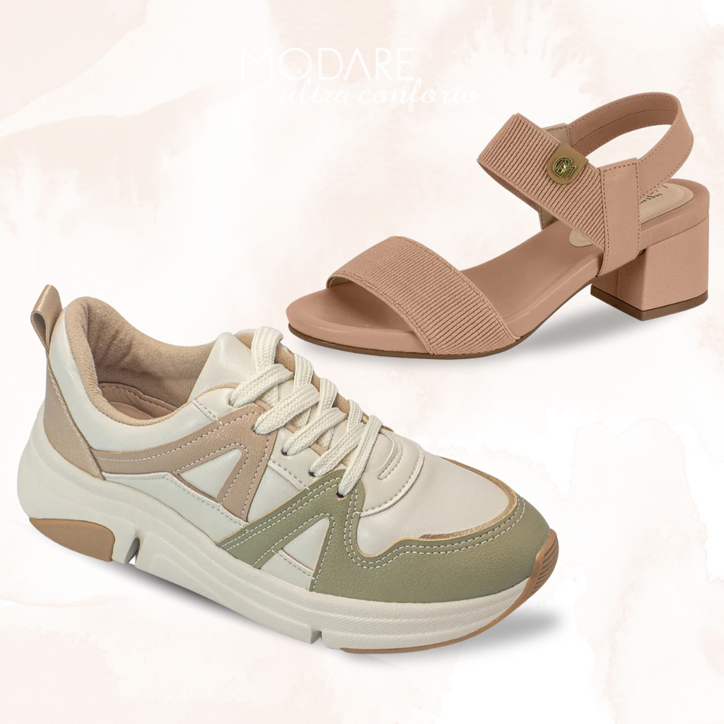 Kit Especial Modare - Tênis Ortopédico + Sandália Fácil Calce [PAGUE 1 LEVE 2]