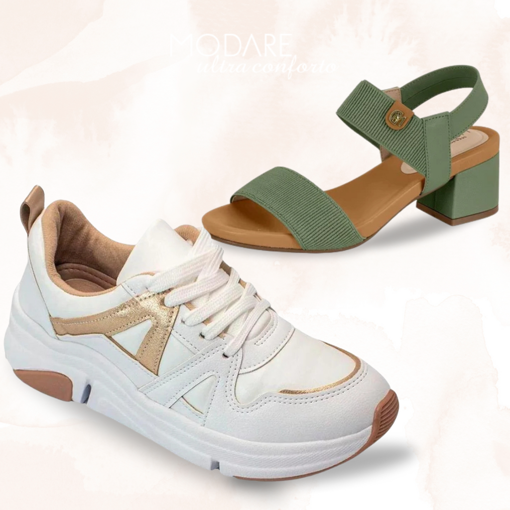 Kit Especial Modare - Tênis Ortopédico + Sandália Fácil Calce [PAGUE 1 LEVE 2]